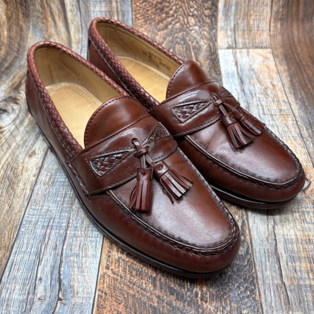 Allen Edmonds Maxfield Mens 10 A Chili Brown Leather‎ Woven Tassel Loafers USA